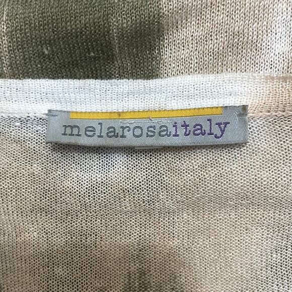Melarosa Italy Linen Printed V-Neck Sweater Watercolor Size Medium Artsy Unique - Picture 8 of 10